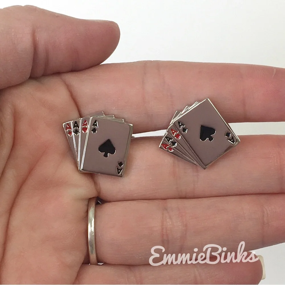 New Aces Wild Four Ace Silver Playing Card Cufflinks ~ Poker ~Groom / Best Man